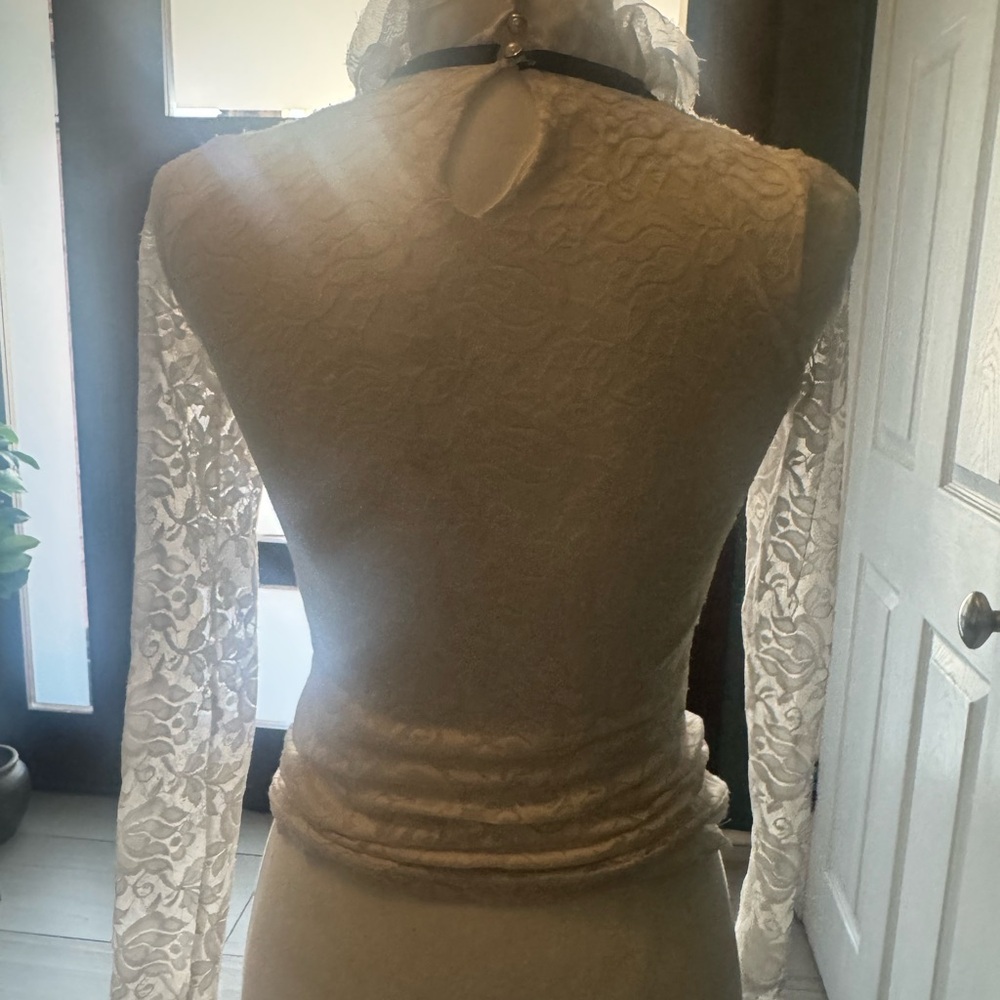 White Lace Ruffle Top - Picture 6 of 14